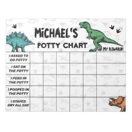Dinosaurier Potty Chart Personalisiert Name & Aufg Notizblock