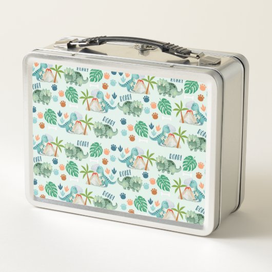 Dinosaurier Prähistorische Tiere Kinderschule Metall Brotdose (Rückseite)