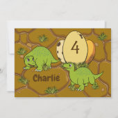 Dinosaurier Prähistorischer Cartoon Foto Geburtsta Einladung (Rückseite)