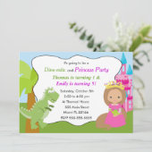 Dinosaurier Princess Einladung Kindergeburtstag Pa (Stehend Vorderseite)