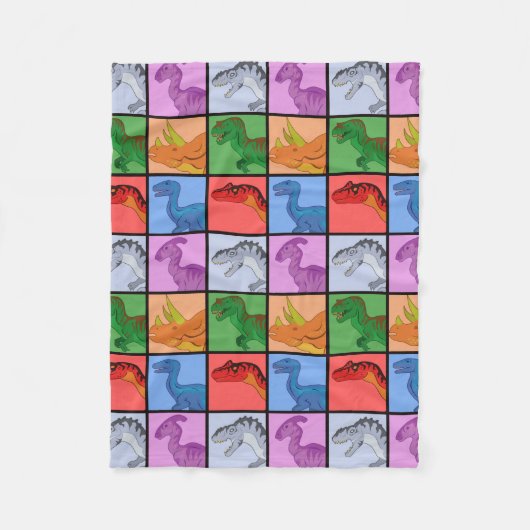 Dinosaurier-Quadrate (gekachelt) Fleecedecke (Vorderseite)