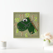 Dinosaurier Quadratische Wanduhr (Zuhause)