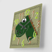 Dinosaurier Quadratische Wanduhr (Winkel)