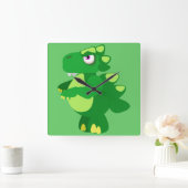 Dinosaurier Quadratische Wanduhr (Zuhause)
