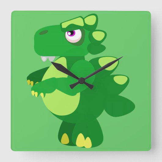 Dinosaurier Quadratische Wanduhr (Vorderseite)