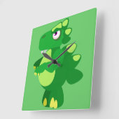 Dinosaurier Quadratische Wanduhr (Winkel)