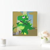 Dinosaurier Quadratische Wanduhr (Zuhause)