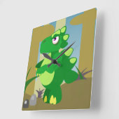 Dinosaurier Quadratische Wanduhr (Winkel)