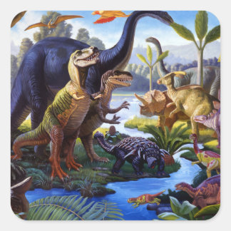 Dinosaurier Quadratischer Aufkleber