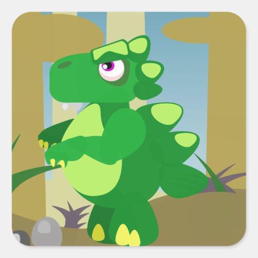 Dinosaurier Quadratischer Aufkleber (Vorderseite)