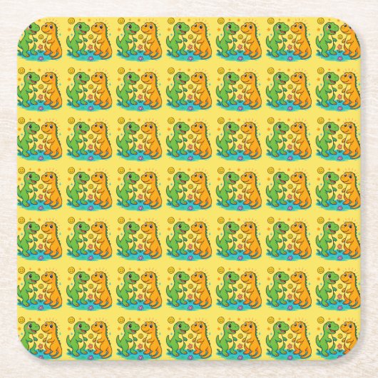 Dinosaurier Rechteckiger Pappuntersetzer (Vorderseite)