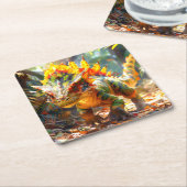 Dinosaurier Rechteckiger Pappuntersetzer (angewinkelt)