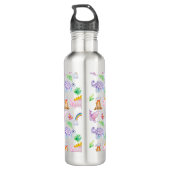 Dinosaurier-Regenbogen Wasserfarben-Muster Edelstahlflasche (Rückseite)