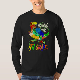 Dinosaurier Reiten eines Bleistiftes in den 6. T-Shirt