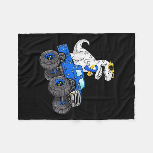 Dinosaurier Reitwagen World Down Syndrome Day Boys Fleecedecke (Vorderseite (Horizontal))