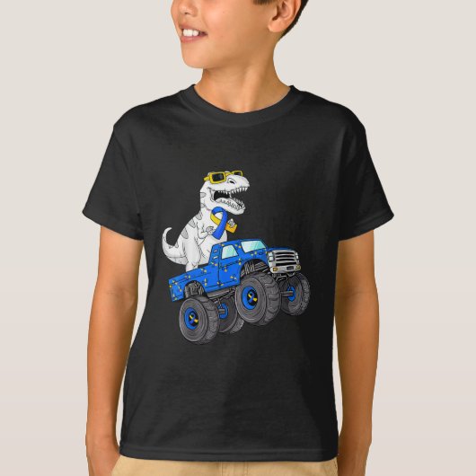 Dinosaurier Reitwagen World Down Syndrome Day Boys T-Shirt (Vorderseite)