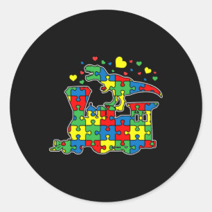 Dinosaurier Reitzug Puzzle Piece Autism Awarenes Runder Aufkleber