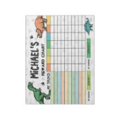 Dinosaurier-Rewards-Chart Personalisiert Name & Au Notizblock (Rotiert)