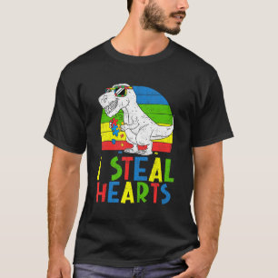 Dinosaurier Rex I Steal Hearts Puzzle Autism Aware T-Shirt