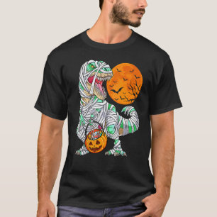 Dinosaurier Rex Mummy mit Halloween Pumpkin Trick  T-Shirt