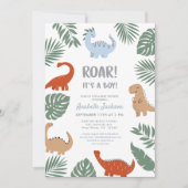 Dinosaurier Roar Es ist eine Boy Baby Dusche Einla Einladung (Vorderseite)