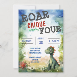 Dinosaurier Roar macht vier Jungs 4. Geburtstag Einladung