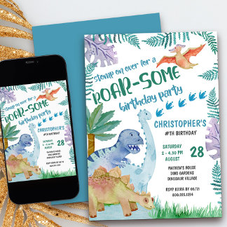 Dinosaurier Roar-some Geburtstagsparty Boys jeden  Einladung