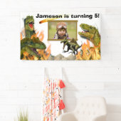 Dinosaurier Roar T-rex flammt Meteor Foto Geburtst Banner (Insitu)