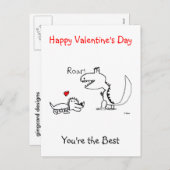 Dinosaurier Roaring, Glücklicher Valentinstag, Pos Feiertagspostkarte (Vorne/Hinten)