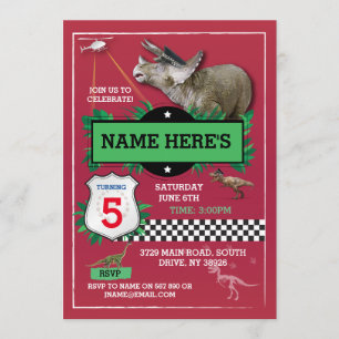 Dinosaurier Rote Polizist Fun T-Rex Blue Einladung