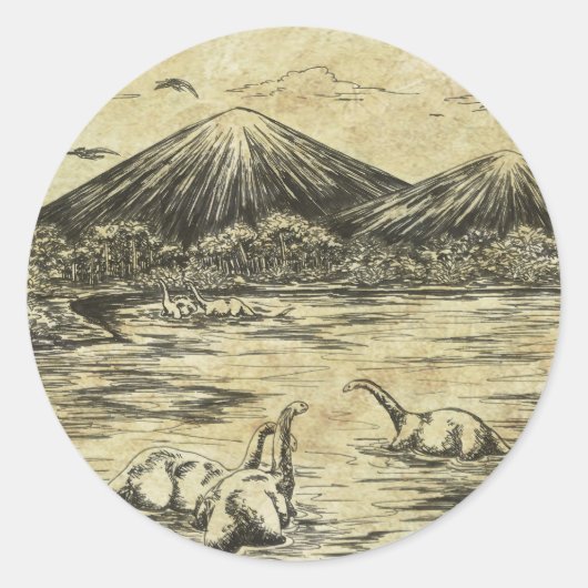 Dinosaurier Runder Aufkleber (Vorderseite)