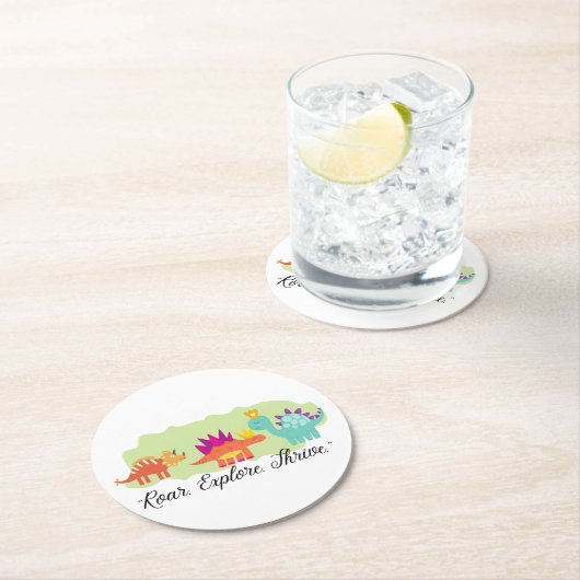 Dinosaurier Runder Pappuntersetzer (Vor Ort)