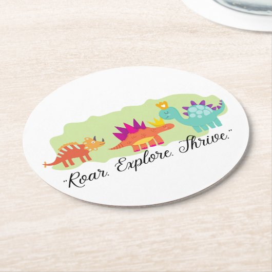 Dinosaurier Runder Pappuntersetzer (Angewinkelt)