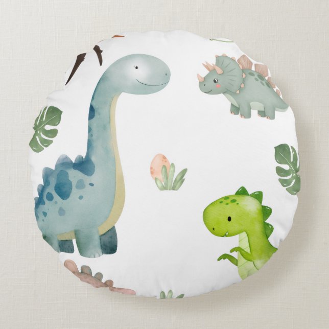 Dinosaurier Rundes Kissen (Vorderseite)