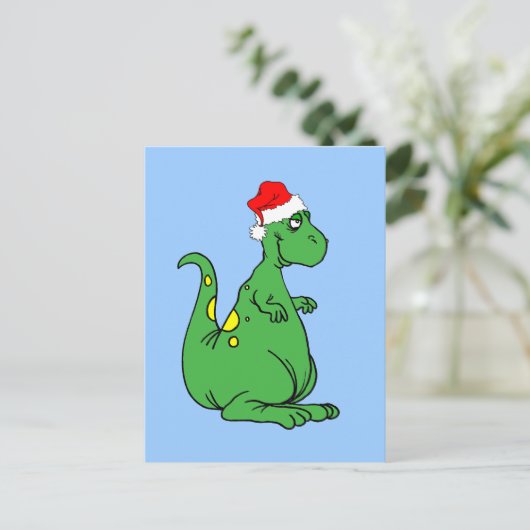 Dinosaurier Santa Feiertagspostkarte (Stehend Vorderseite)