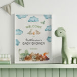 Dinosaurier Schläge Bald Baby Dusche Willkommen Poster<br><div class="desc">Dinosaurier Thema Babydusche Willkommensschild.</div>
