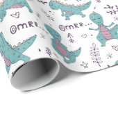 Dinosaurier! Schleifpapier Geschenkpapier (Rolleneckpunkt)