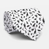 Dinosaurier - Schwarz auf Weiß Krawatte (Gerollt)