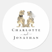 Dinosaurier Schwarz-Weiß-Hochzeit Personalisiert Runder Aufkleber (Vorderseite)