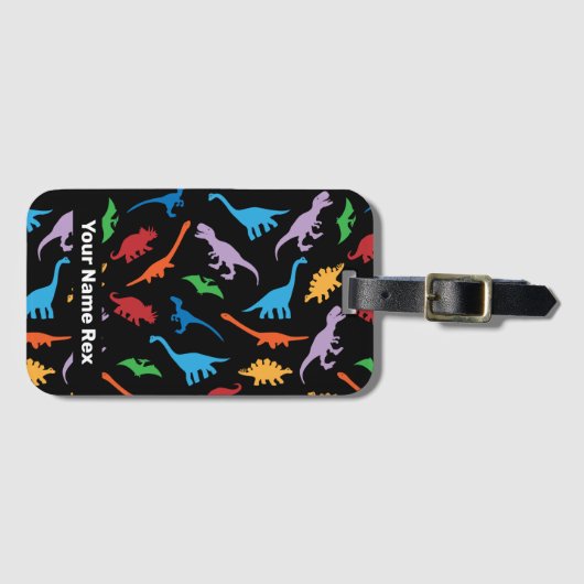 Dinosaurier, sieben Arten Silhouette Muster Gepäck Gepäckanhänger (Vorderseite (Horizontal))