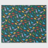 Dinosaurier, sieben Arten Silhouette Muster Geschenkpapier (Flach)