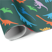Dinosaurier, sieben Arten Silhouette Muster Geschenkpapier (Rolleneckpunkt)