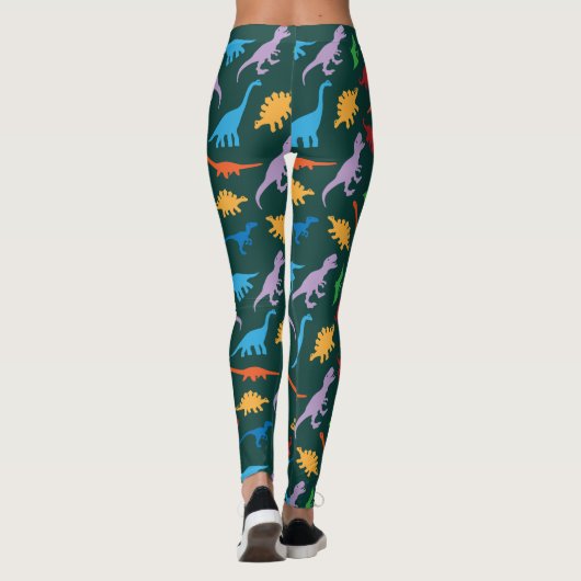 Dinosaurier, sieben Arten Silhouette Muster Leggings (Rückseite)