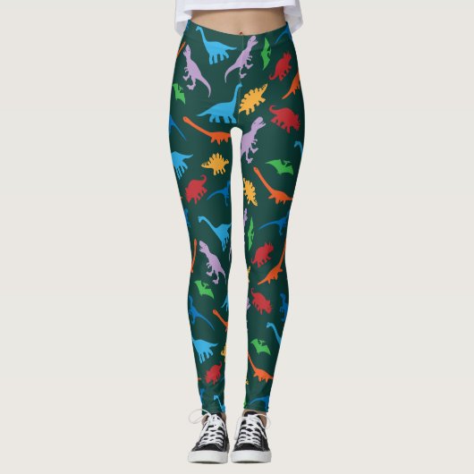 Dinosaurier, sieben Arten Silhouette Muster Leggings (Vorderseite)