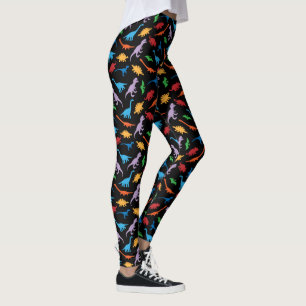 Dinosaurier, sieben Arten Silhouette Muster Leggings
