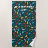 Dinosaurier, sieben Arten Silhouette Muster Strandtuch (Vorderseite)
