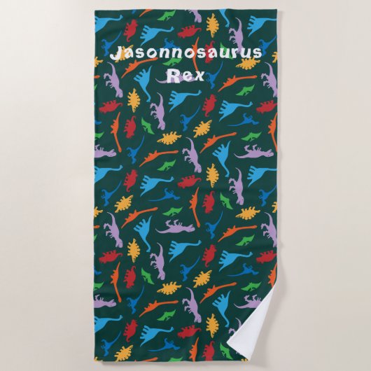 Dinosaurier, sieben Arten Silhouette Muster Strandtuch (Vorderseite)