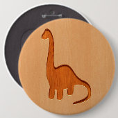Dinosaurier-Silhouette graviert auf hölzernem Button (Vorne & Hinten)