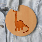 Dinosaurier-Silhouette graviert auf hölzernem Button (Beispiel)