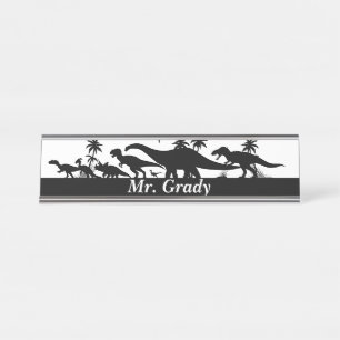 Dinosaurier-Silhouetten Schreibtischnamensplakette